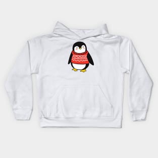 Cute christmas penguin cartoon illustration Kids Hoodie